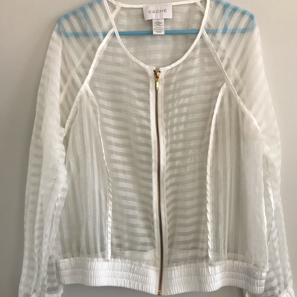 Cache sheer stripped jacket